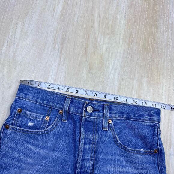 Levi's 501 Distressed Ripped Button Fly High Rise Denim Jeans Women's 26x30 - Picture 11 of 16